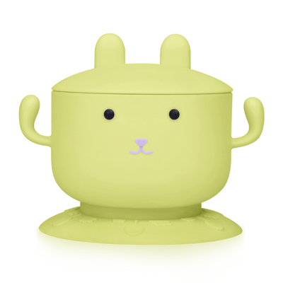 BPA Free Rubber Silicone Suction Rabbit Shape With Lid Handles